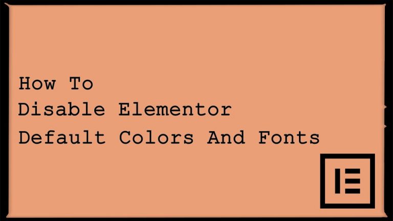 disable elementor default colors and fonts